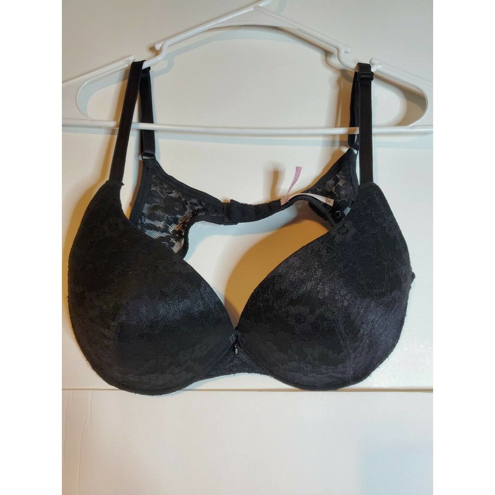 Victoria Secret Vintage Padded Pushup Black Bra Lingerie 38c